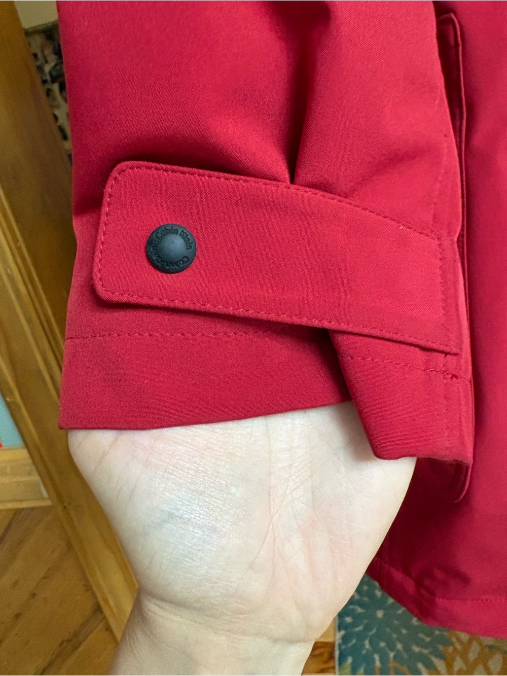 Calvin Klein Red Faux Fur Lined Parka Coat Women’s Size L - Picture 4 of 10